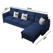 Andon 6 Seater L Shape Sofa Set for Living Room (Black Grey Fabric) Left Side Sofa