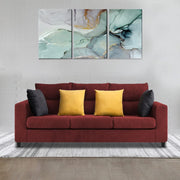 Hazer 3 Seater L Shape Sofa Set for Living Room (Maroon Fabric) Left Side