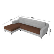 Fracher LHS 4 Seater L Shape Sofa Set for Living Room (Brown Grey Fabric) Premium Fabric Sofa