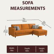 Oslo 4 Seater RHS L Shape Sofa Set for Living Room (Orange Fabric) Premium Fabric Sofa Set for Living Room