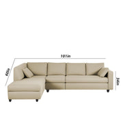 Dorian LHS 6 Seater L Shape Sofa Set for Living Room (Cream Fabric) Premium Fabric Sofa