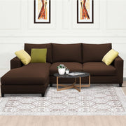 Rihan 4 Seater L Shape Sofa Set Living Room (Brown Fabric) Left Side Sofa