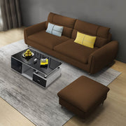 Francis 3 Seater Sofa with Ottoman Set for Living Room (Brown Fabric)