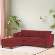 Blustin LHS 4 Seater L Shape Sofa Set for Living Room (Maroon Fabric) Premium Fabric Sofa