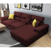 Anver 4 Seater L Shape Sofa Set for Living Room (Maroon) Right Side