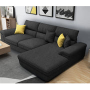 Anver 4 Seater L Shape Sofa Set for Living Room (Black) Right Side