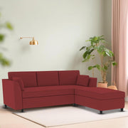 Blustin RHS 4 Seater L Shape Sofa Set for Living Room (Maroon Fabric) Premium Fabric Sofa