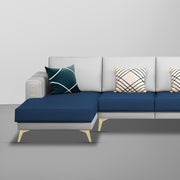 Falco LHS 6 Seater L Shape Sofa Set for Living Room (Blue Grey Fabric) Premium Fabric Sofa