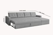 Casaliving Treshta 6 Seater LHS L - Shape Pull-Out Sofa Cum Bed Sofa for Living Room (Dark Grey Fabric Color) Premium Fabric Sofa Set for Living Room Sofa Cum Bed