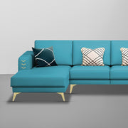 Falco LHS 6 Seater L Shape Sofa Set for Living Room (Turquise Fabric) Premium Fabric Sofa