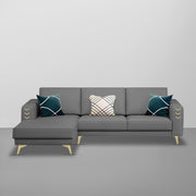 Falco LHS 4 Seater L Shape Sofa Set for Living Room (Dark Grey Fabric) Premium Fabric Sofa