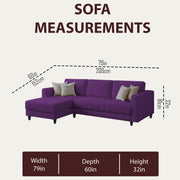 Oslo 4 Seater LHS L Shape Sofa Set for Living Room (Purple Fabric) Premium Fabric Sofa Set for Living Room
