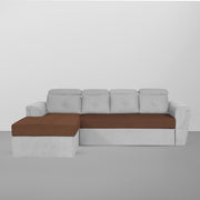 Elvi LHS 6 Seater L Shape Sofa Set for Living Room (Brown Grey Fabric) Premium Fabric Sofa