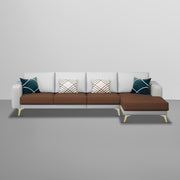 Falco RHS 6 Seater L Shape Sofa Set for Living Room (Brown Grey Fabric) Premium Fabric Sofa