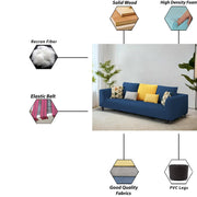 Casaliving Margreta 3 Seater Sofa Set for Living Room (Blue Colour Fabric) Premium Fabric Sofa