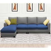 Rihan 6 Seater L Shape Sofa Set Living Room (Turquise Grey Fabric) Left Side Sofa