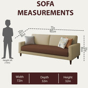 Kaven 3 Seater Sofa Set for Living Room (Cream Brown Colour Fabric) Premium Fabric Sofa