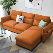 Andon 4 Seater L Shape Sofa Set for Living Room (Orange Fabric) Right Side Sofa