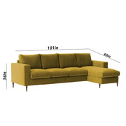 Charmi RHS 6 Seater L Shape Sofa Set for Living Room (Yellow Fabric) Premium Fabric Sofa