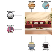 Salina LHS 6 Seater L Shape Sofa Set for Living Room (Black) Premium Fabric Sofa