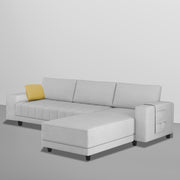 Linus RHS 4 Seater L Shape Sofa Set for Living Room (Grey Fabric) Premium Fabric Sofa