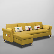 Ventos LHS 6 Seater L Shape Sofa Set for Living Room (Yellow) Premium Velvet Fabric