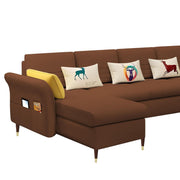Ventos LHS 6 Seater L Shape Sofa Set for Living Room (Brown) Premium Velvet Fabric