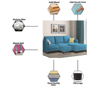 Swaloni RHS 4 Seater L Shape Sofa Set with Center Table for Living Room (Turquise) Premium Fabric Sofa