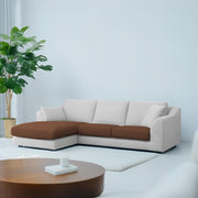 Cortina LHS 4 Seater L Shape Sofa Set for Living Room (Brown Grey Fabric) Premium Fabric Sofa