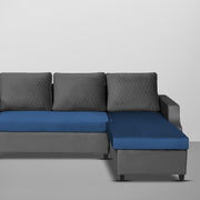 Asper RHS 4 Seater L Shape Sofa Set for Living Room (Black Blue Fabric) Premium Fabric Sofa