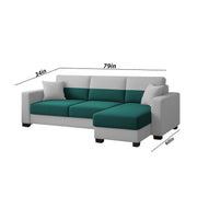 Aden RHS 4 Seater L Shape Sofa Set with 2 Puffy for Living Room (Pine Grey Colour Fabric) Premium Fabric Sofa Set for Living Room