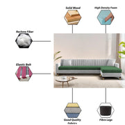 Garcia LHS 6 Seater L Shape Sofa Set for Living Room (Black Grey - Colour) Premium Fabric Sofa Set