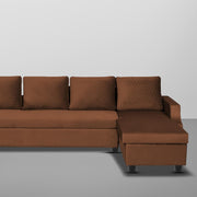 Asper RHS 6 Seater L Shape Sofa Set for Living Room (Brown Fabric) Premium Fabric Sofa