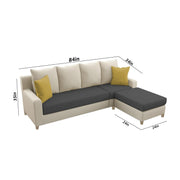 Jester 4 Seater Sofa Set with Center Table for Living Room (Cream Black Colour) Premium Fabric Sofa