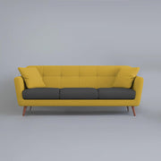 Letty 3 Seater Sofa Set for Living Room (Yellow Black Colour) Premium Fabric Sofa