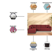 Dorian LHS 6 Seater L Shape Sofa Set for Living Room (Maroon Fabric) Premium Fabric Sofa