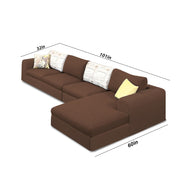 Badger LHS 6 Seater L Shape Sofa Set for Living Room (Black Fabric) Premium Fabric Sofa