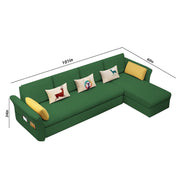 Ventos RHS 6 Seater L Shape Sofa Set for Living Room (Green) Premium Velvet Fabric