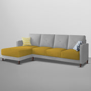 Swaloni LHS 6 Seater L Shape Sofa Set for Living Room (Yellow Grey) Premium Fabric Sofa