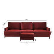 Oudrey 3 Seater Sofa Set with Center Table for Living Room (Maroon Colour) Premium Fabric Sofa