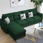 Andon 6 Seater L Shape Sofa Set for Living Room (Black Grey Fabric) Left Side Sofa