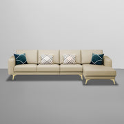 Falco RHS 6 Seater L Shape Sofa Set for Living Room (Cream Fabric) Premium Fabric Sofa