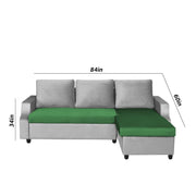 Asper RHS 4 Seater L Shape Sofa Set for Living Room (Green Grey Fabric) Premium Fabric Sofa