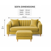 Casaliving Doraldo 2 Seater with Ottoman Sofa Set for Living Room (Black Colour) Premium Fabric Sofa Set