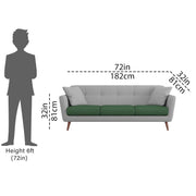 Letty 3 Seater Sofa Set for Living Room (Green Grey Colour) Premium Fabric Sofa