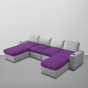 Rone 6 Seater L-Shaped & U-Shaped Sofas Set for Living Room – (Purple Grey Colour Fabric) Premium Comfort Sofa