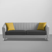 Casaliving Diego 3 Seater Sofa for Living Room (Black Grey Fabric) Premium Fabric Sofa