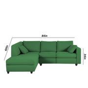 Dorian LHS 4 Seater L Shape Sofa Set for Living Room (Green Fabric) Premium Fabric Sofa