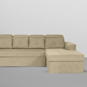 Elvi RHS 6 Seater L Shape Sofa Set for Living Room (Cream Fabric) Premium Fabric Sofa