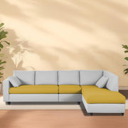 Dorian RHS 6 Seater L Shape Sofa Set for Living Room (Yellow Grey Fabric) Premium Fabric Sofa